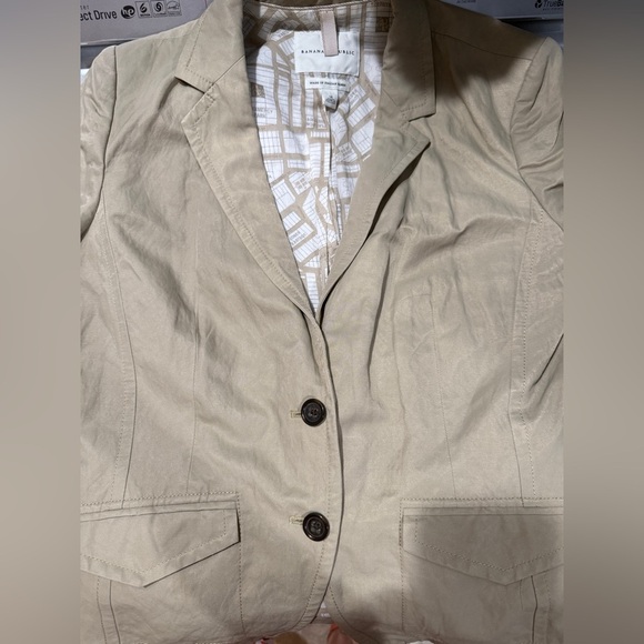 Banana Republic Tan Blazer Suit Jacket Map of NYC inside🤎 P2P 20 - Picture 1 of 10